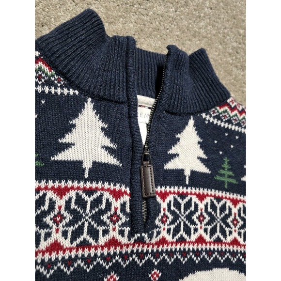 ASPEN Fair Isle Polar Bear Christmas Holiday 1/4 Zip Knit Sweater Size L - Picture 7 of 16